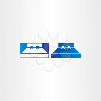 blue bedroom bed vector icon logo