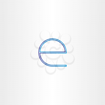 blue small letter e line icon design