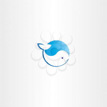circle whale water wave logo vector emblem
