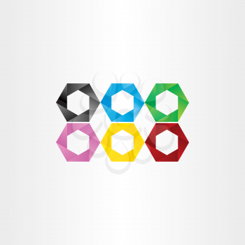colorful hexagon icon vector frame set symbol