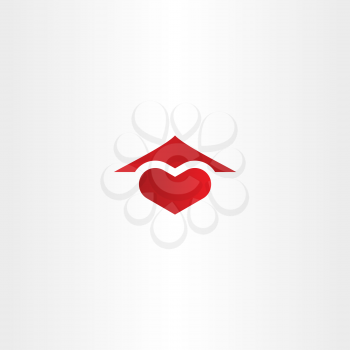 home sweet home logo heart and house roof icon design