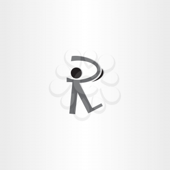 man walking black icon letter r logo emblem
