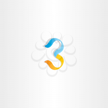 stylized logo number 3 three third icon symbol