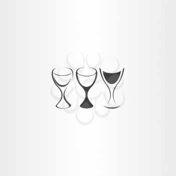 stylized wine glass vector set design logo