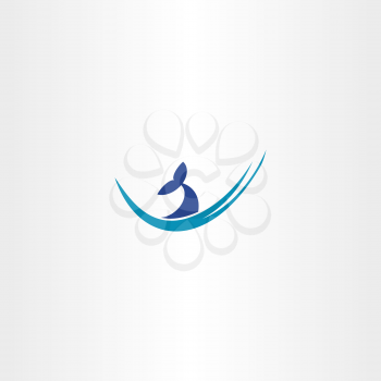 whale tail water wave logo label