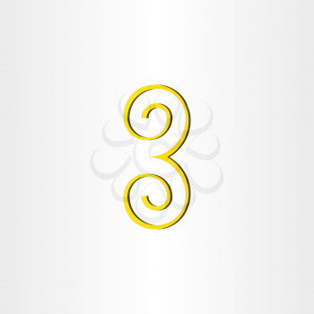 yellow number 3 three icon logo design 