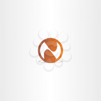 letter n brown circle vector icon design