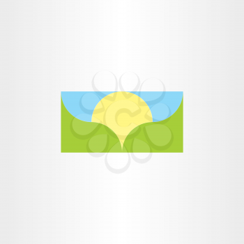 landscape vector banner background sun and mountain icon