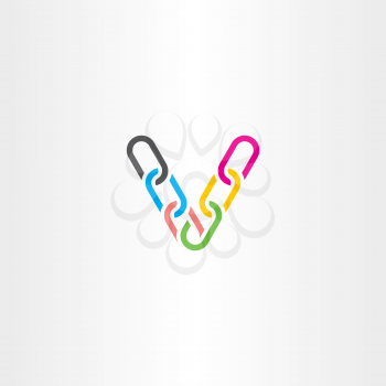 colorful v letter v chain link vector logo icon symbol