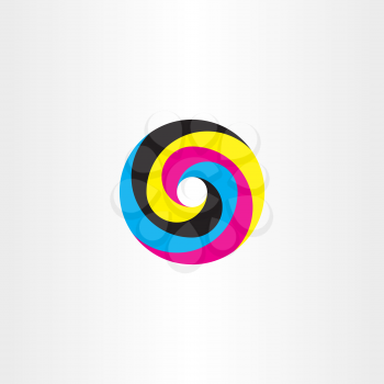 printing cmyk logo circle vector icon