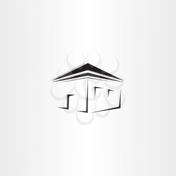 black perspective house icon vector design