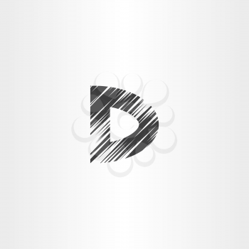 scratched letter d icon vector shape