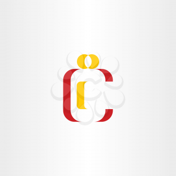 c letter man red yellow icon vector