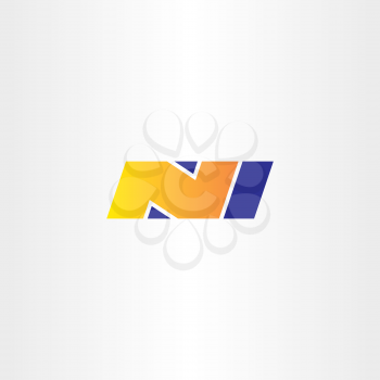 n letter yellow blue logo sign vector 