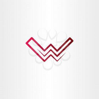 red letter w logo line vector icon 