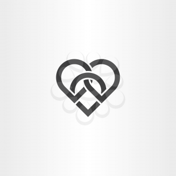 heart knot black vector icon