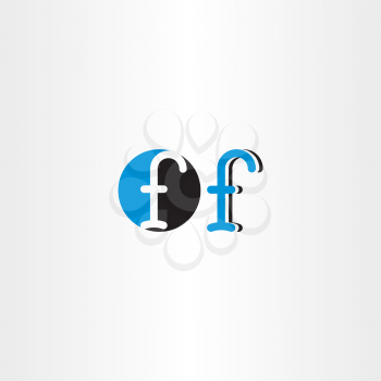 letter f blue black icon sign symbol element design