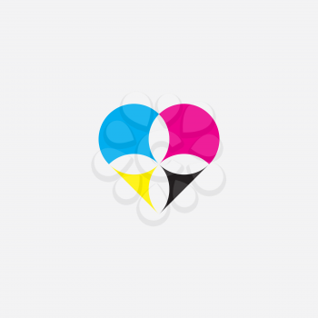 print heart cmyk vector logo icon symbol