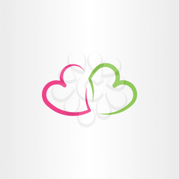 red and green heart love symbol vector design