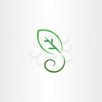 stylized green leaf vector icon