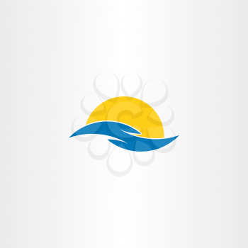 tourism icon water wave sun logo clip art