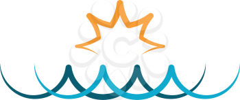 beach logo water wave and sun icon design 