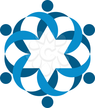 blue people team round logo vector 
