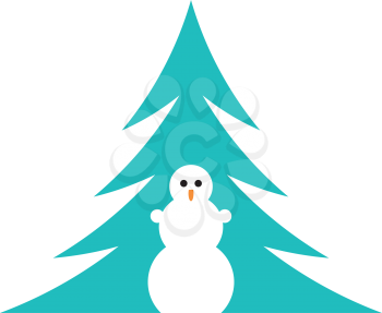 christmas tree and snowman logo icon vector symbol 