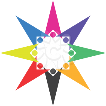 colorful people team star shape logo icon