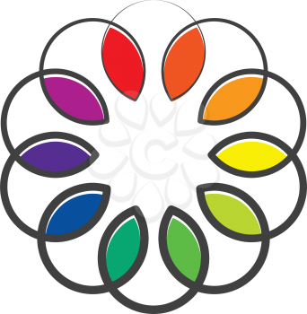 colorful spectrum leaves circle vector illustration 