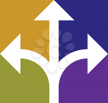colorful three way arrows direction icon symbol 