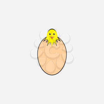 cracked egg with chick inside vector design