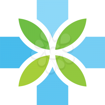 cross and leaves herbal pharmacy icon vector 