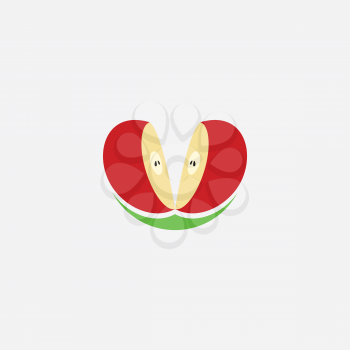 cutted apple illustration logo clip art icon design
