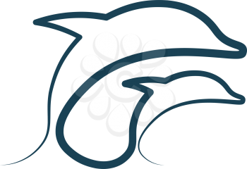 dolphins line icon vector illustration 