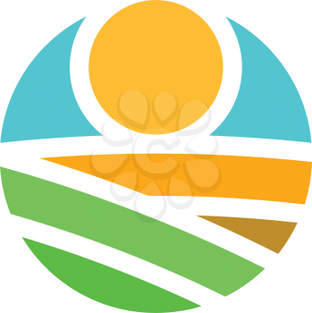 field farm logo landscape icon vector 