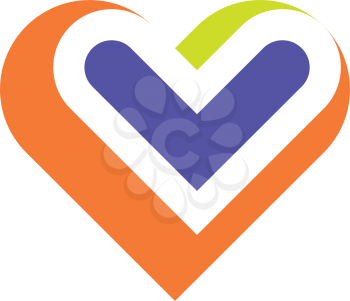 heart letter v logo symbol design
