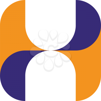h logo letter blue orange symbol