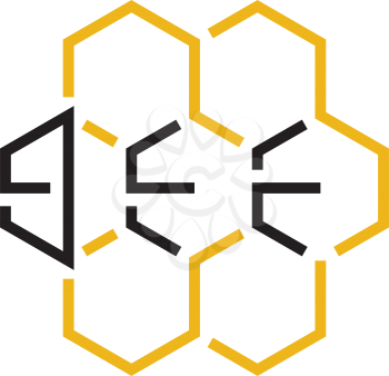 honeycomb with bee text logo icon vector 