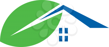 leaf house logo design vector icon symbol