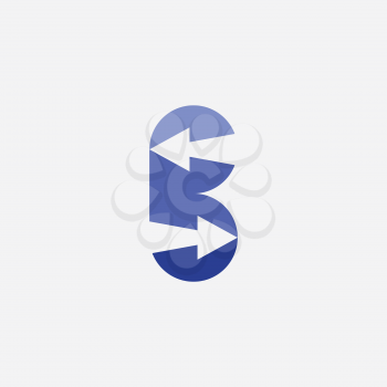 letter b with arrows blue logo symbol design