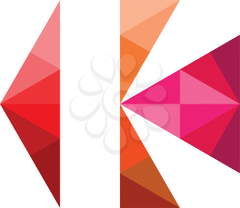 letter k with geometric triangles logo vector icon 