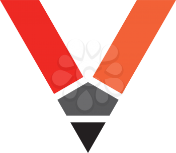 letter v pencil logo icon vector 
