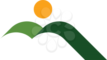 natural green mountain and sun landscape icon