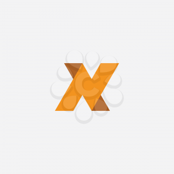 n icon letter logo orange vector sign design