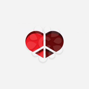 peace and love heart symbol vector design