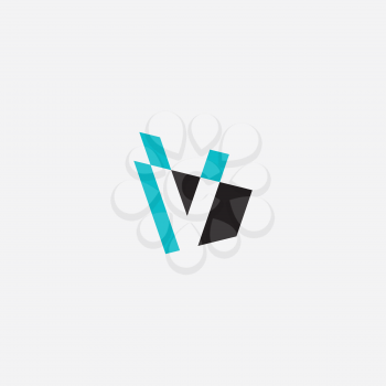 v logo letter cyan black icon vector symbol