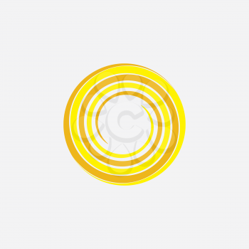 yellow spiral sun stylized icon vector 