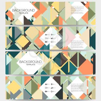 Abstract colored backgrounds with place for text, triangle design vector. Web banners collection, abstract header layouts, vector illustration templates.
