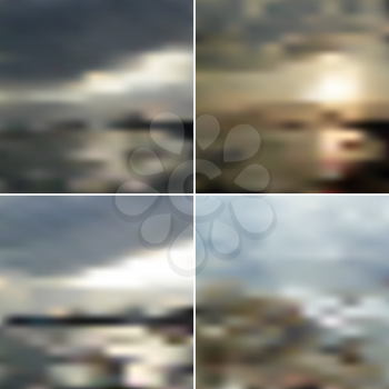 Vector blurred backgrounds with the sea sunset.